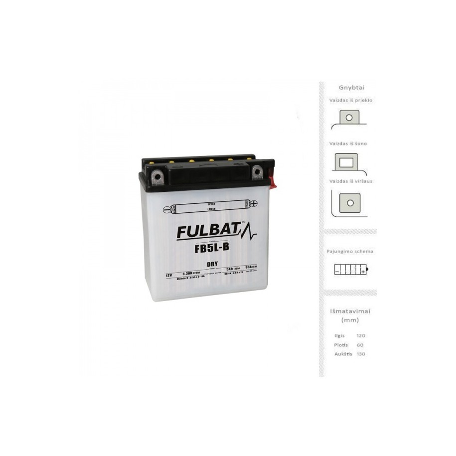 Akumuliatorius 5 Ah 65 A EN 12V