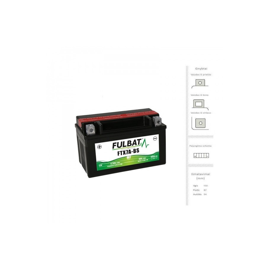 Akumuliatorius 6 Ah 90 A EN 12V