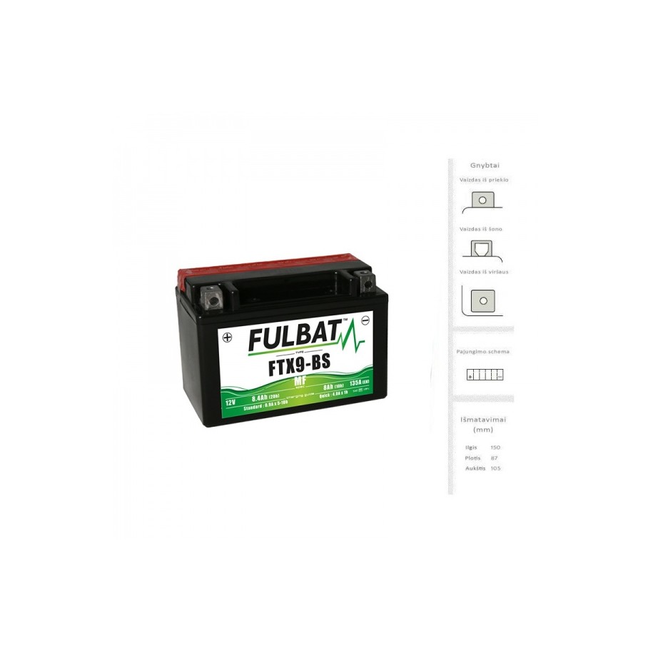 Akumuliatorius 8 Ah 120 A EN 12V